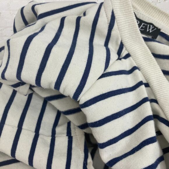 J.Crew Top Size XS Structured Muscle Tee Stripe Mariner Cotton Navy Ivory - Picture 8 of 13